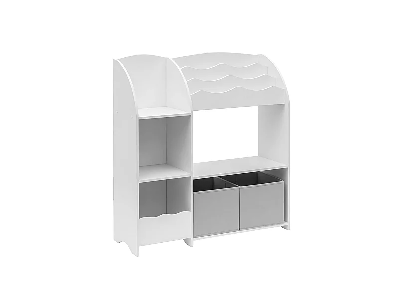 Organizer per Giocattoli Mobile per Cameretta Bianco MDF con 2 Scatole 5 Vani