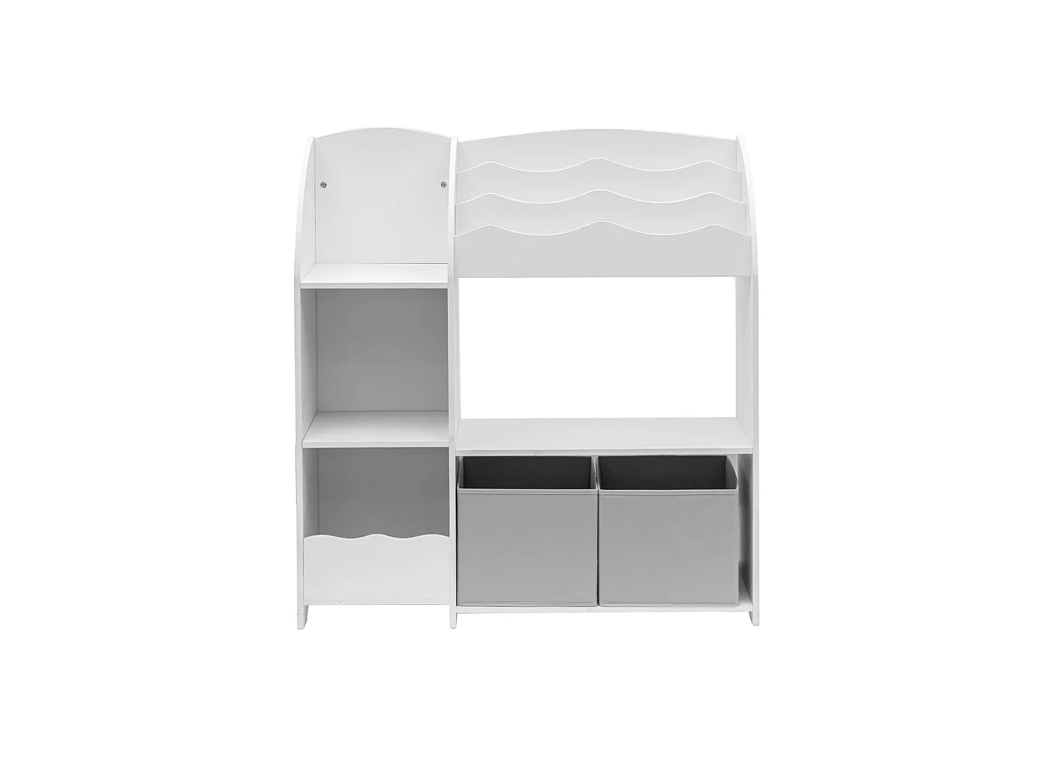 Organisateur de Jouets Meuble de Chambre d'Enfant Blanc MDF avec 2 Boîtes 5 Compartiments