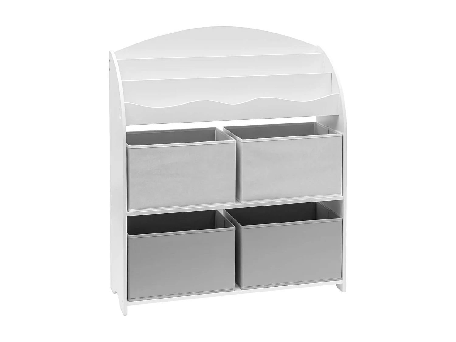 Etagère à Jouets pour Enfants MDF Blanc Gris avec 4 Boîtes
