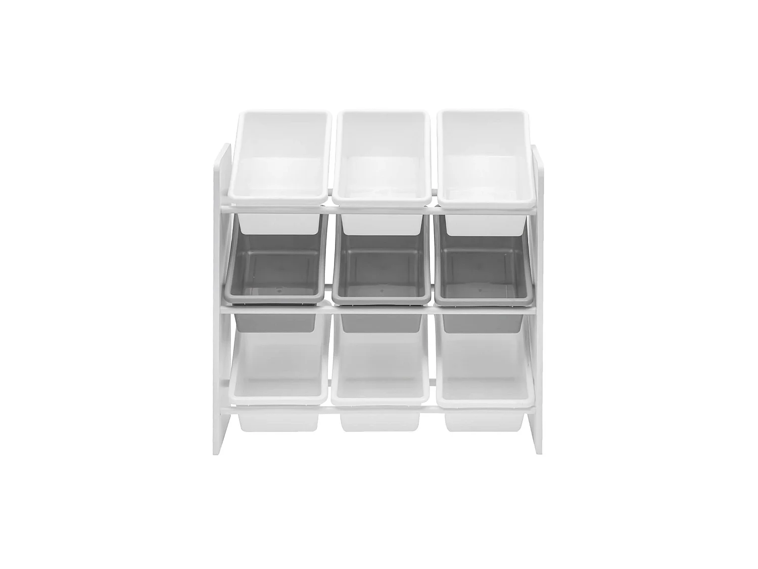 Organizer per Giocattoli Scaffale per Cameretta MDF Bianco con 9 Scatole Rimovibili