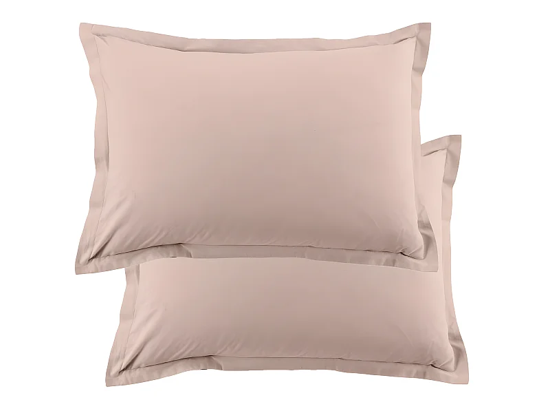Lot de 2 taies d'oreiller 50x70 cm rectangle 100% Coton 57 fils Blush