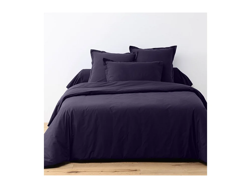 Housse de couette 140x200 cm + 1 taie d'oreiller carrée 100% Coton 57 fils Bleu Impérial