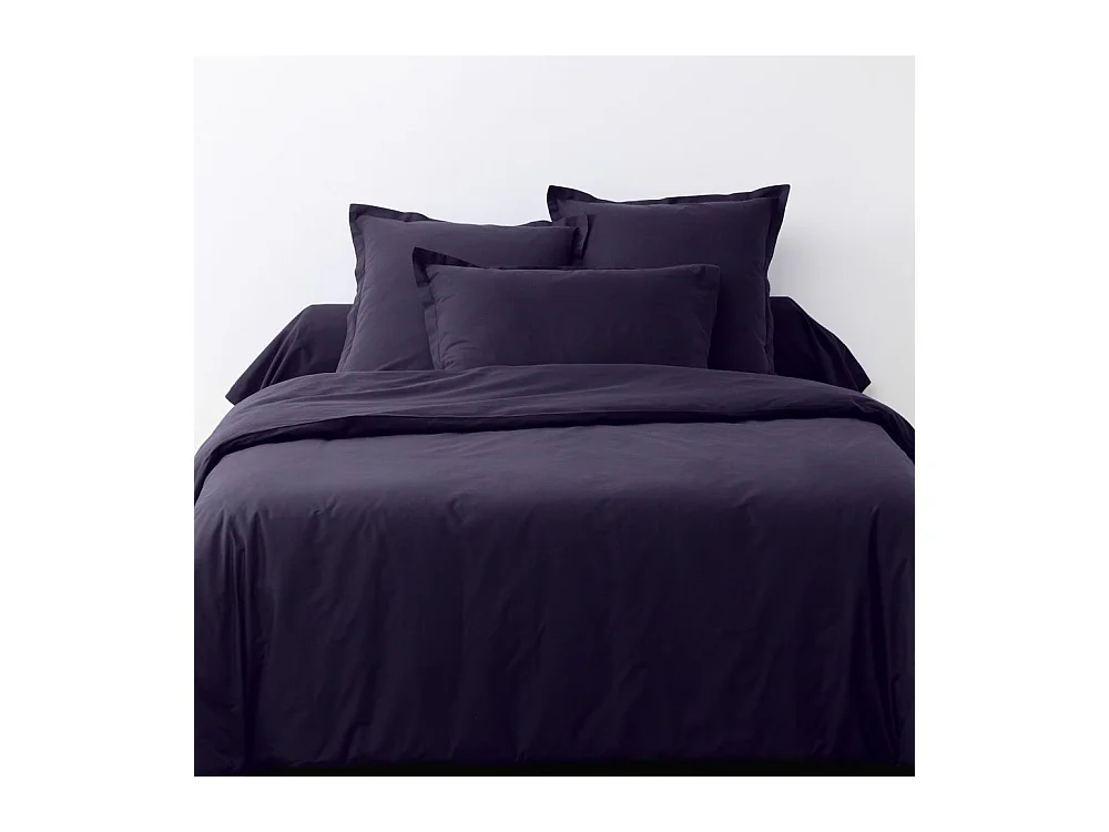Housse de couette 140x200 cm + 1 taie d'oreiller carrée 100% Coton 57 fils Bleu Impérial
