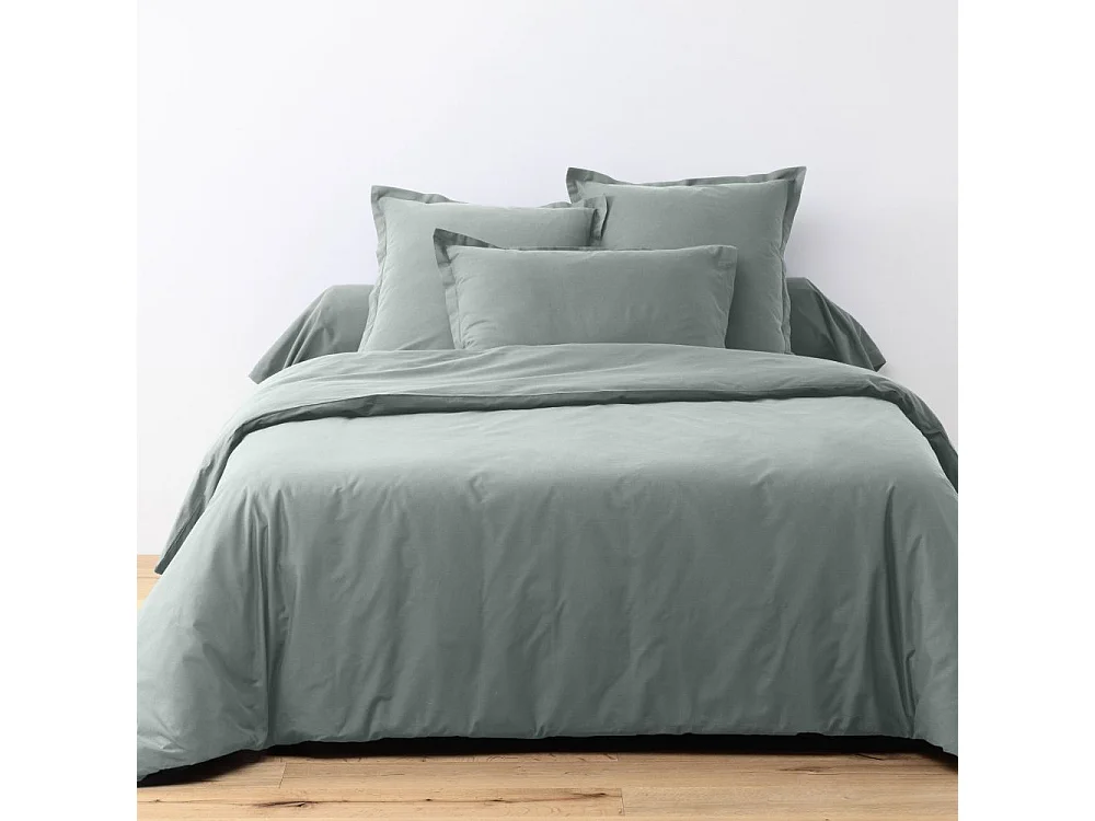 Housse de couette 220x240 cm + 2 taies d'oreiller carrées 100% Coton 57 fils Silver