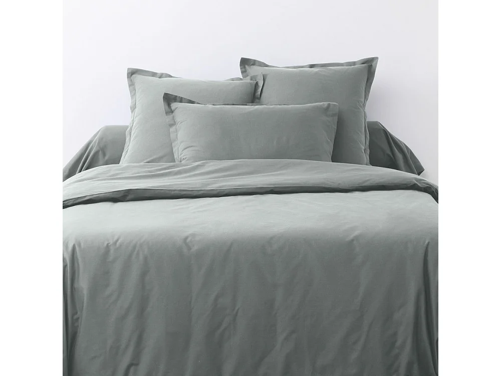 Housse de couette 220x240 cm + 2 taies d'oreiller carrées 100% Coton 57 fils Silver