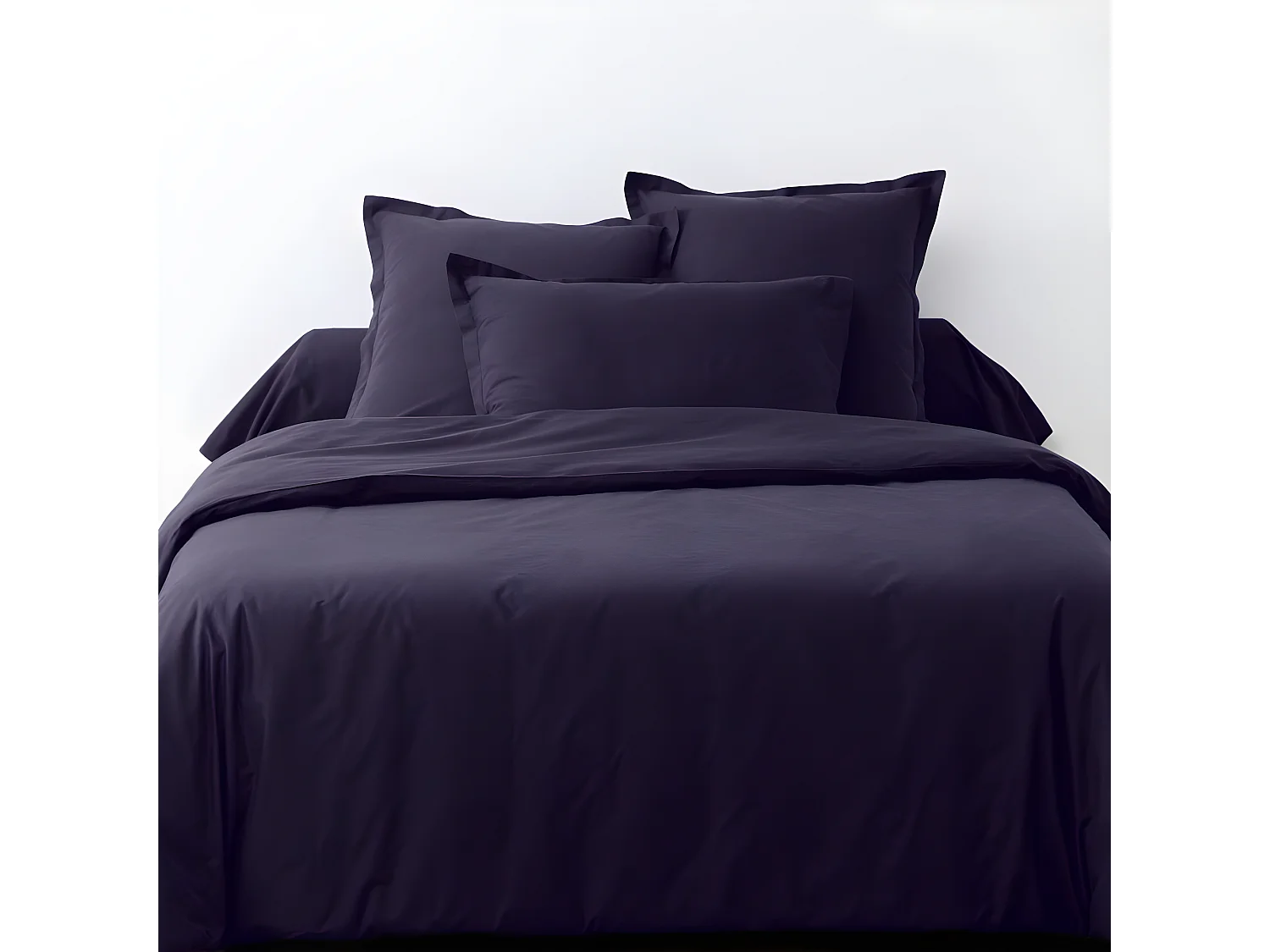 Housse de couette 220x240 cm + 2 taies d'oreiller carrées 100% Coton 57 fils Bleu Impérial