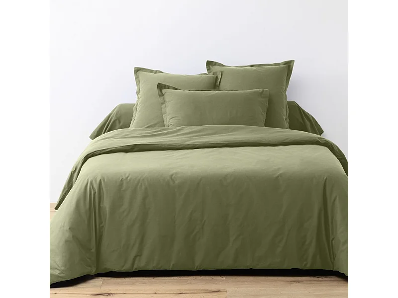 Housse de couette 140x200 cm + 1 taie d'oreiller carrée 100% Coton 57 fils Verveine