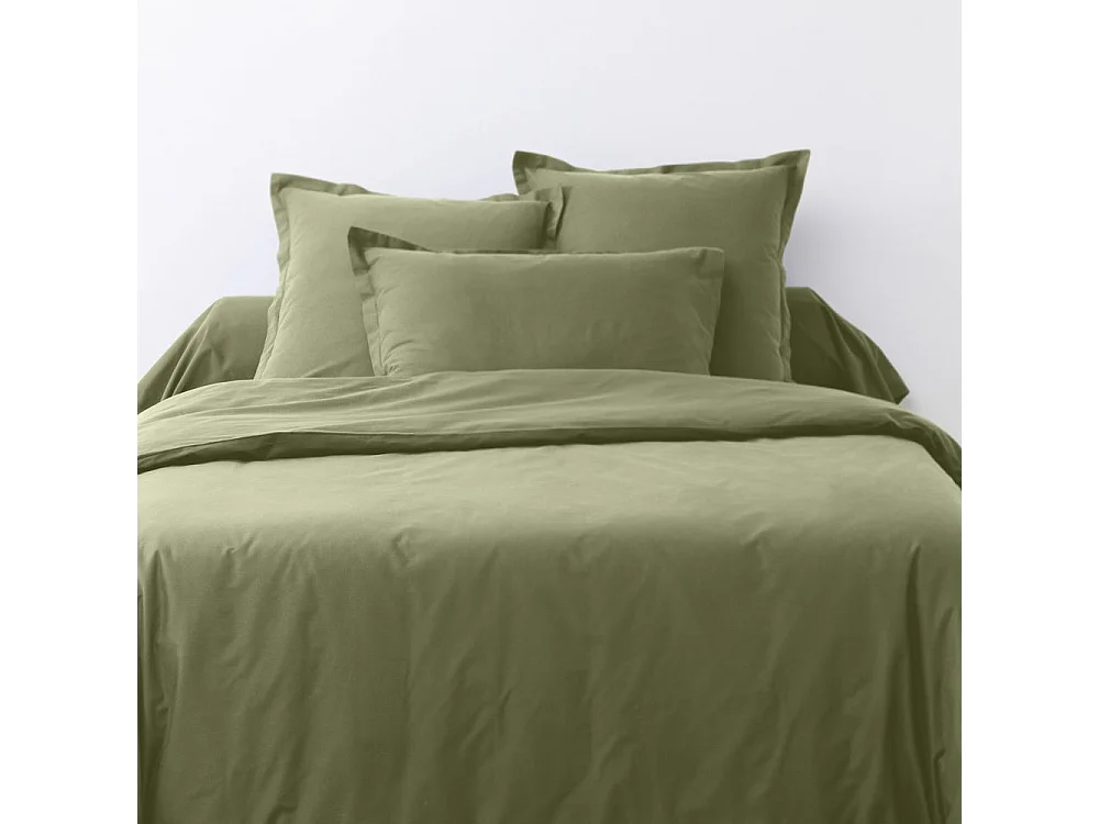 Housse de couette 140x200 cm + 1 taie d'oreiller carrée 100% Coton 57 fils Verveine