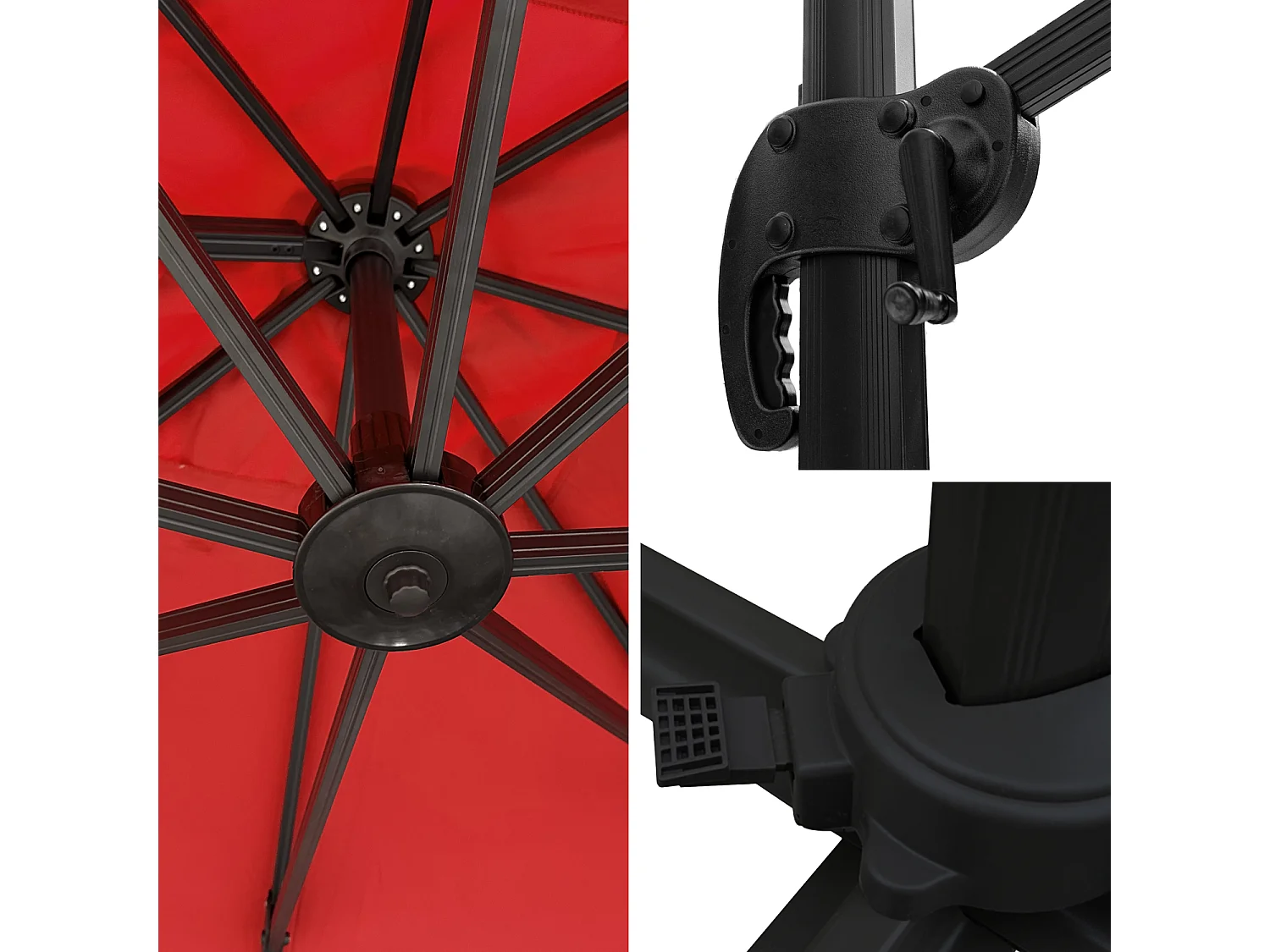 Ombrellone quadrato MOLOKAI 3x3m rosso + copertura