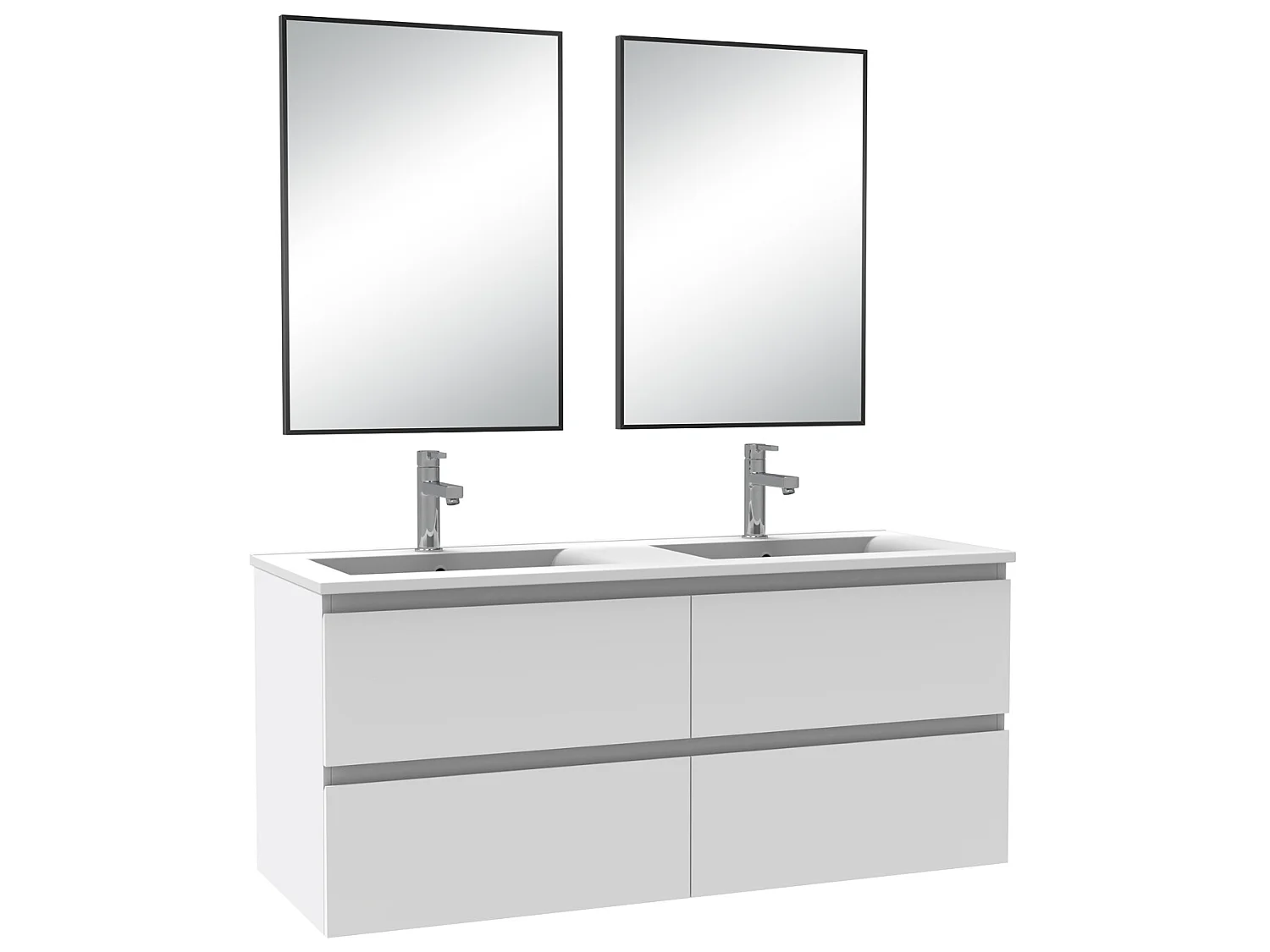 Meuble salle de bain double vasque 120cm blanc meuble acve miroir - Aica