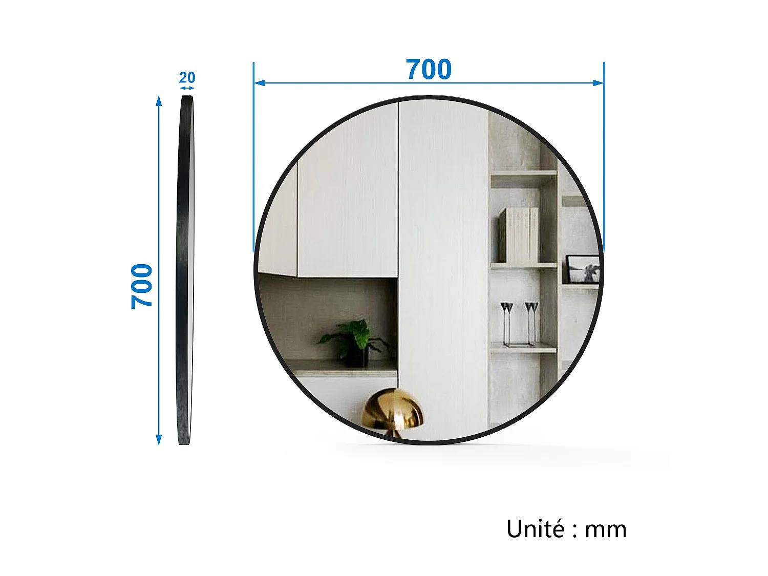 Meuble salle de bain simple vasque 80cm blanc meuble acve rond miroir - Aica