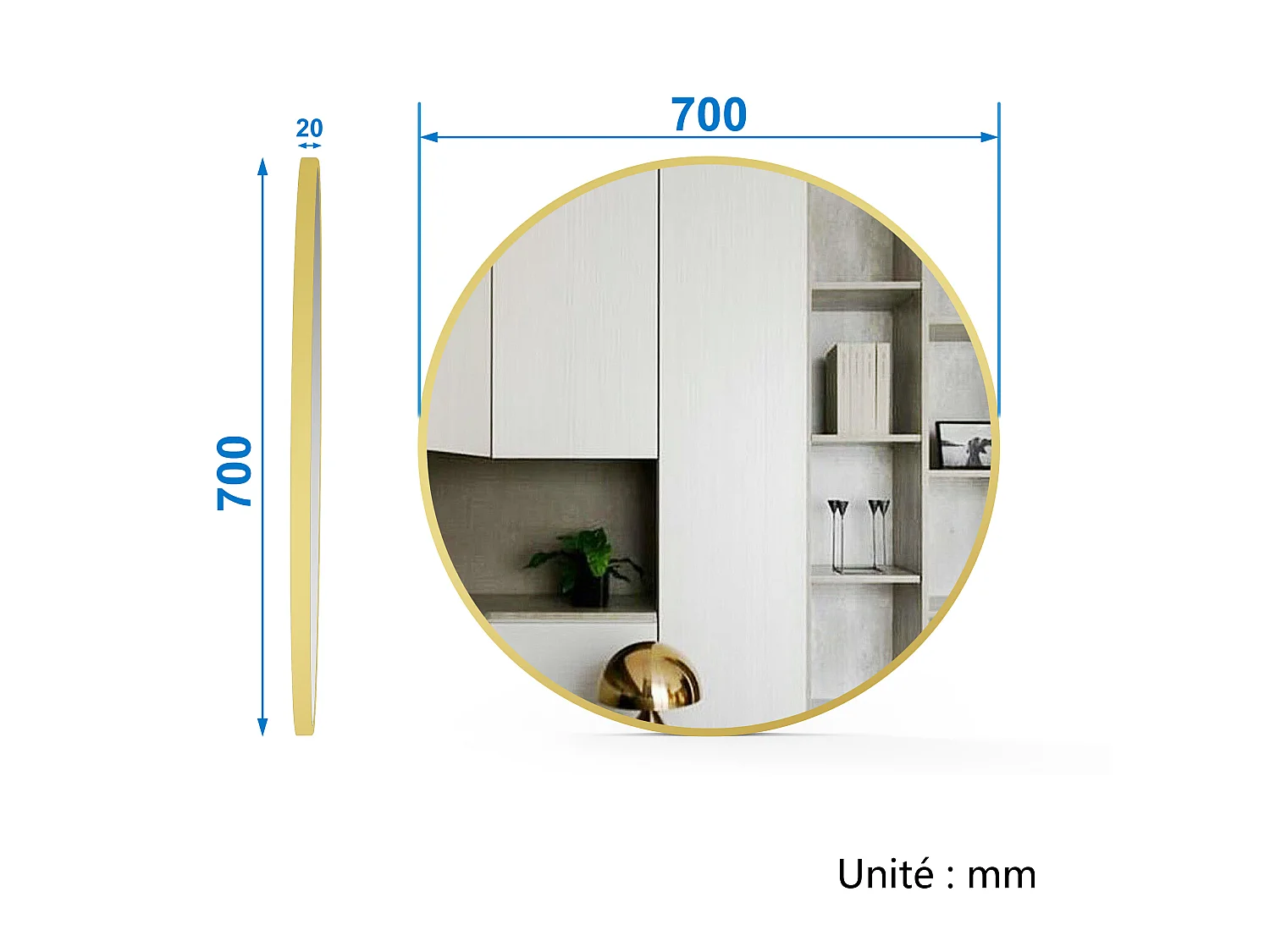 Meuble salle de bain simple vasque 80cm Chêne Wotan meuble acve rond miroir - Aica