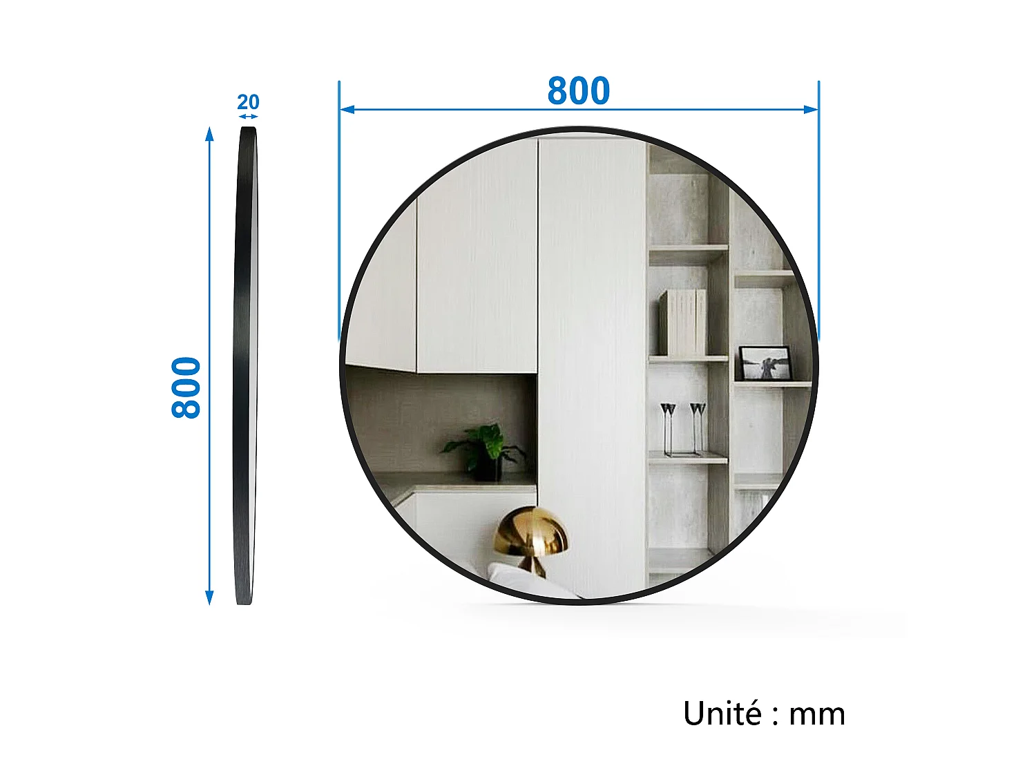 Meuble salle de bain simple vasque 100cm blanc meuble acve rond miroir - Aica