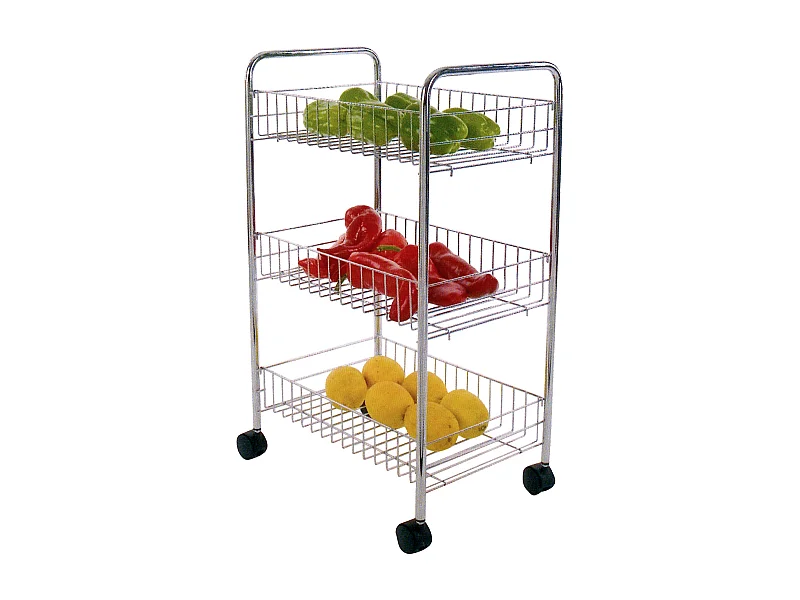 Chariot de cuisine polyvalent 3 niveaux chromé