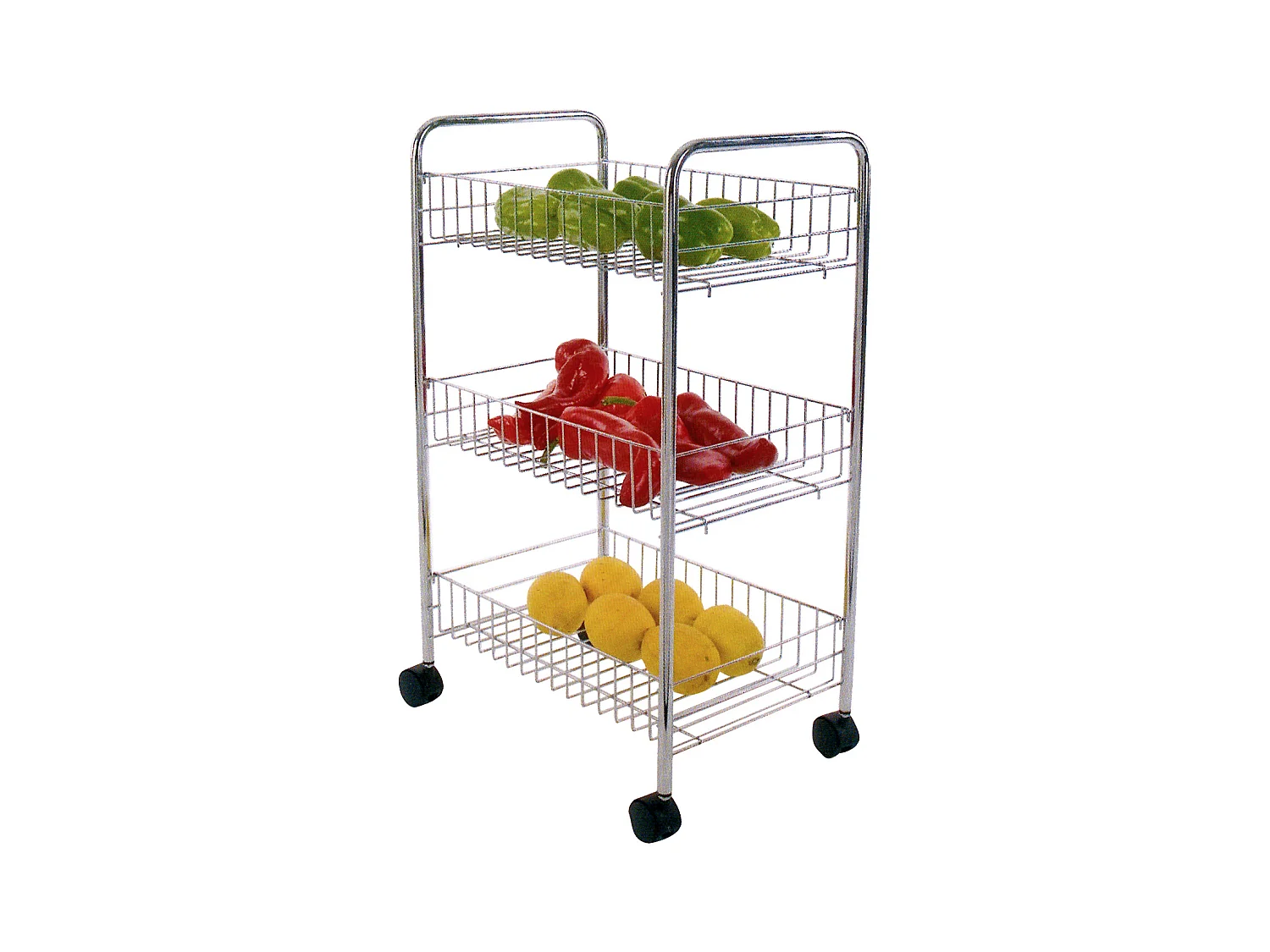 Chariot de cuisine polyvalent 3 niveaux chromé