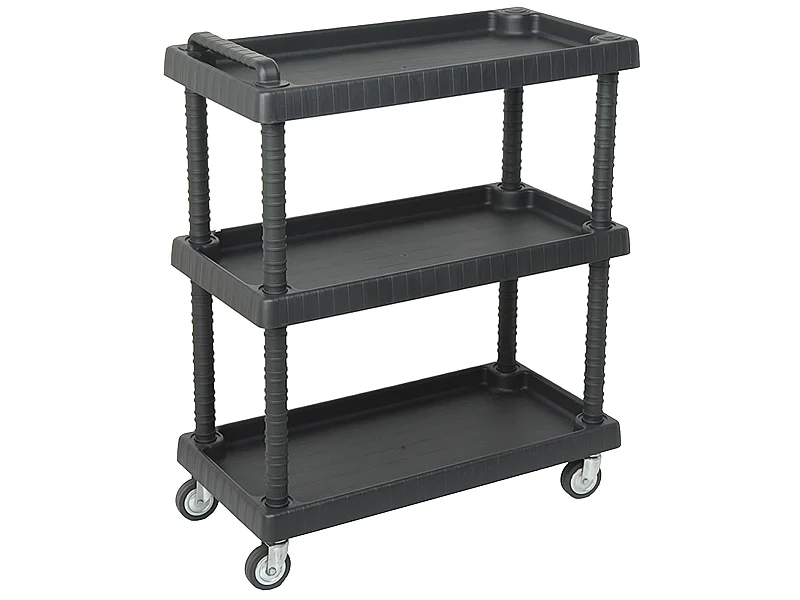 Chariot avec roues en acier et étagères réglables 75 x 37,5 x 92 cm.