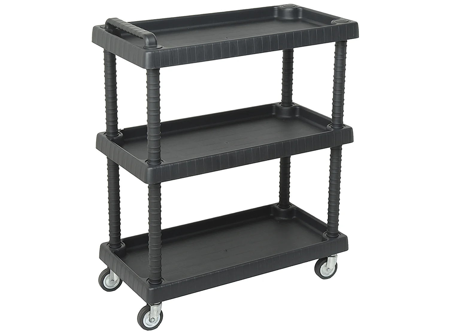 Chariot avec roues en acier et étagères réglables 75 x 37,5 x 92 cm.