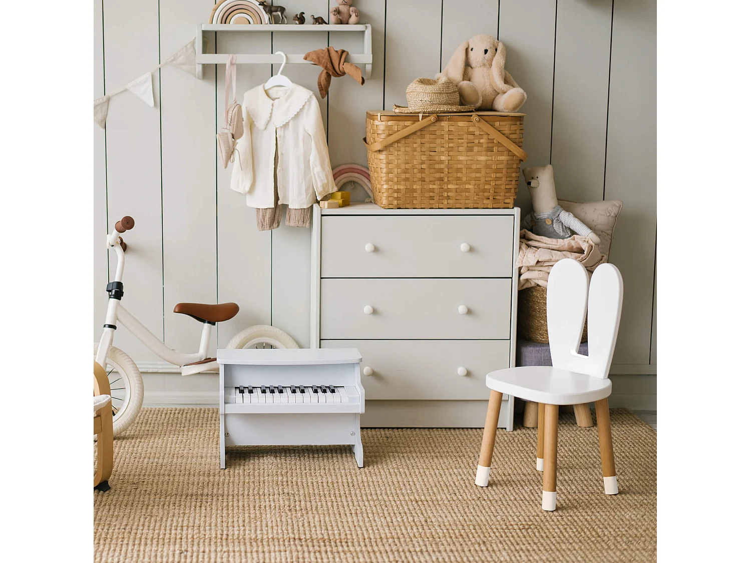 Set Tavolo Bimbi con 2 Sedie Tavolino per Bambini Bianco Marrone MDF per Cameretta