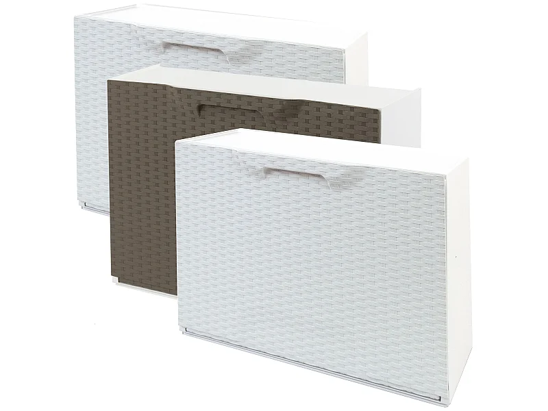 Lot de 3 étagères à chaussures blanches et étagère à chaussures marron en polypropylène finition rattane