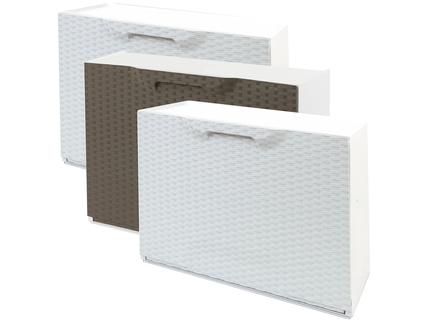 Lot de 3 étagères à chaussures blanches et étagère à chaussures marron en polypropylène finition rattane
