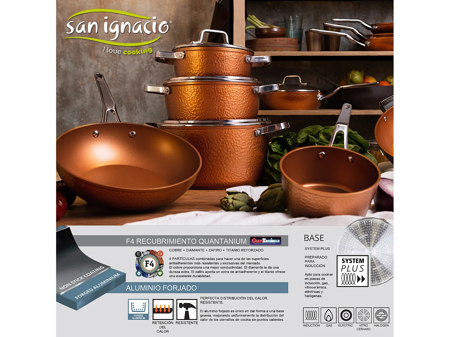 Casserole avec couvercle 24x10.4cm aluminium forgé induction, Origen collection