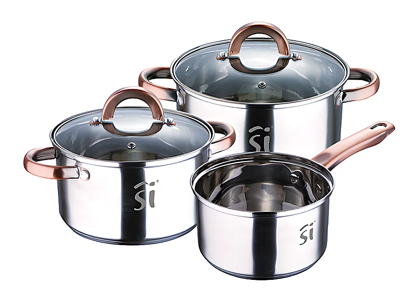 Batterie de cuisine en acier inoxydable 5 pièces, adaptée à l'induction, collection Onil