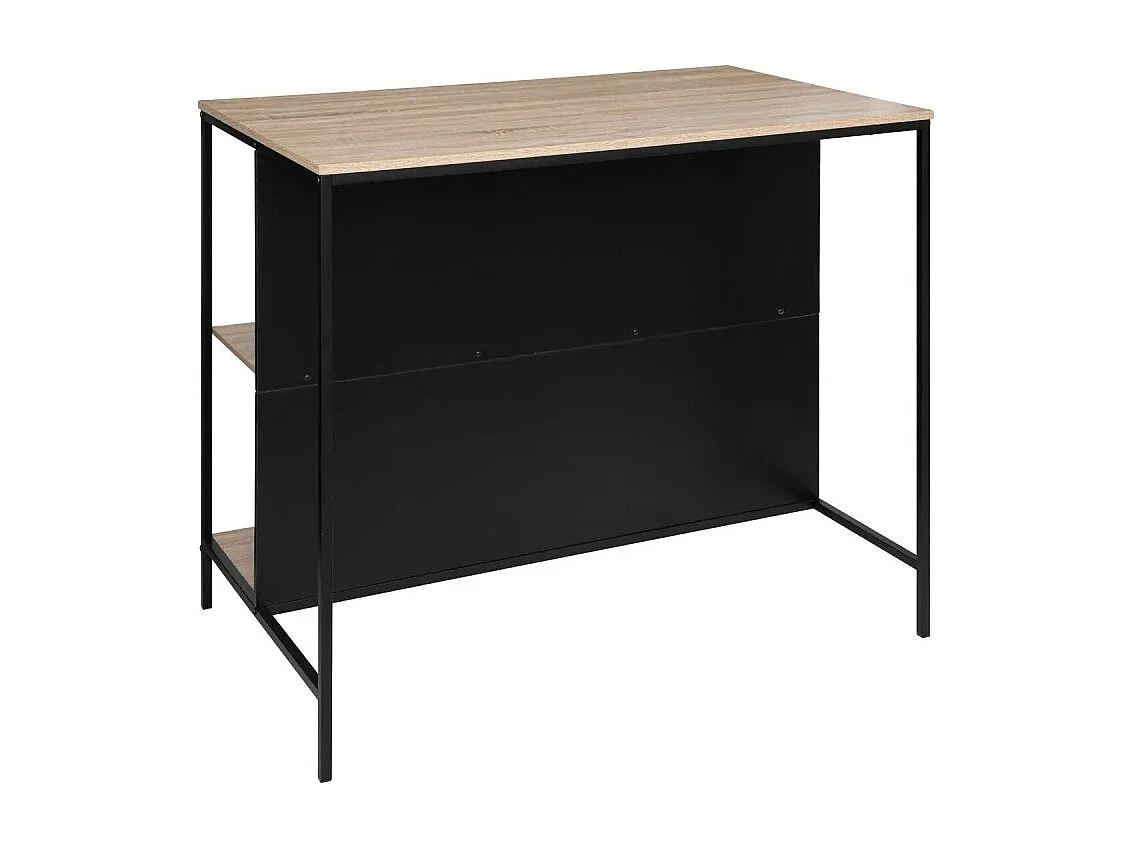 Ilot de Cuisine Design "Aliaj" 115cm Naturel & Noir