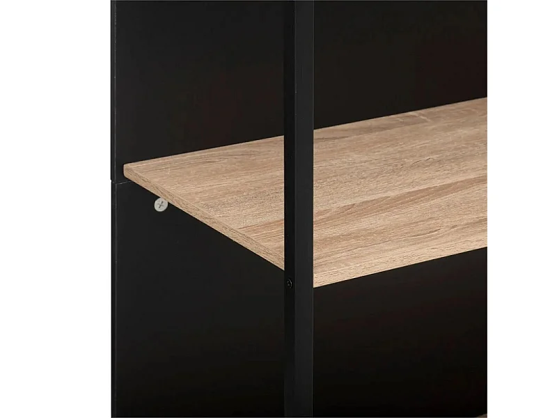 Ilot de Cuisine Design "Aliaj" 115cm Naturel & Noir