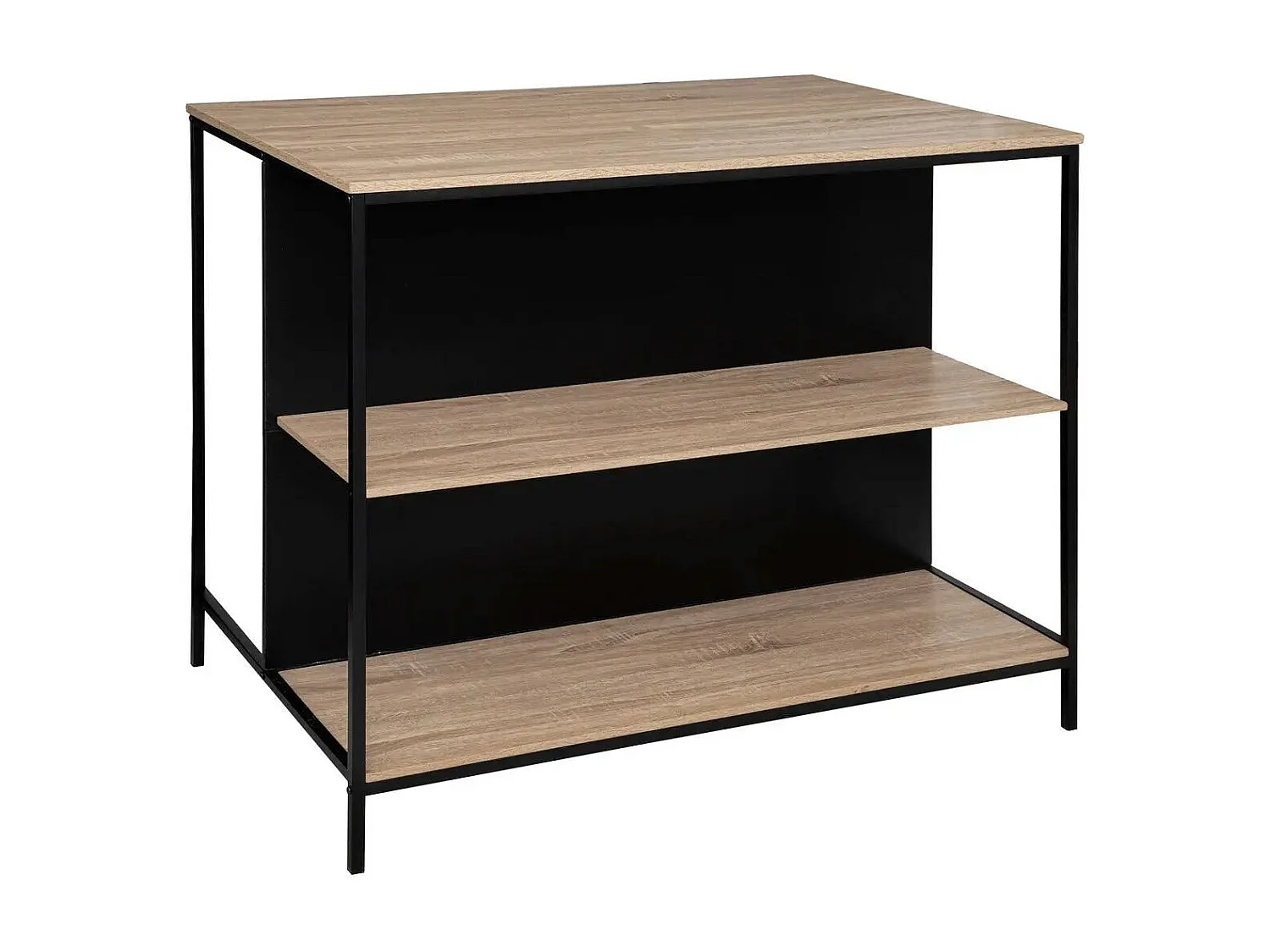 Ilot de Cuisine Design "Aliaj" 115cm Naturel & Noir