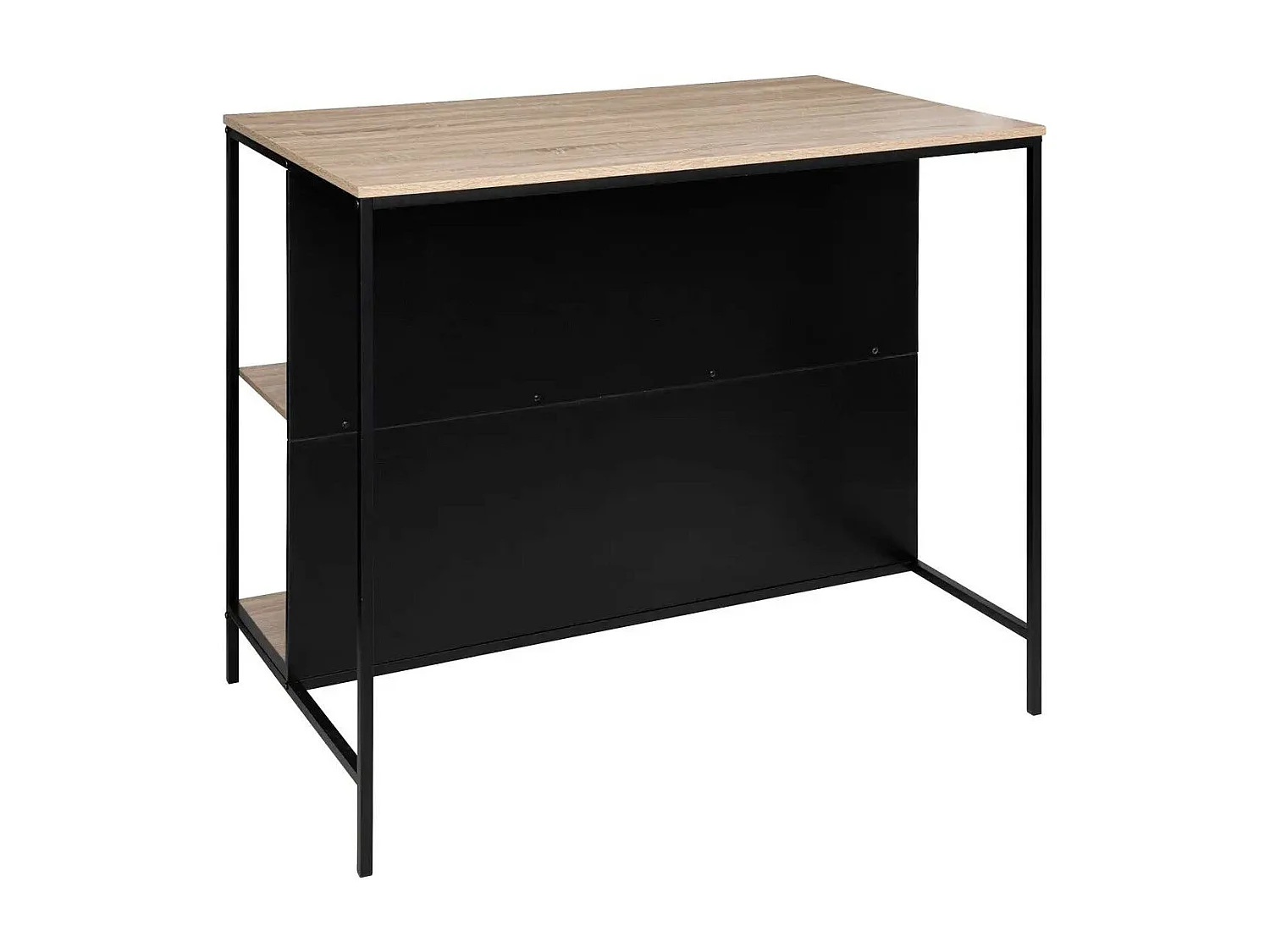 Ilot de Cuisine Design "Aliaj" 115cm Naturel & Noir