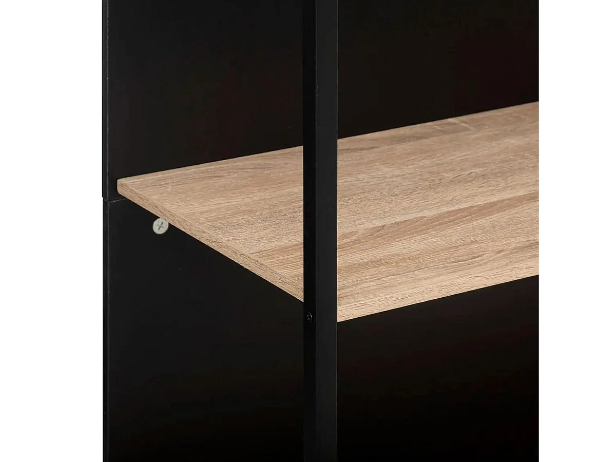 Ilot de Cuisine Design "Aliaj" 115cm Naturel & Noir