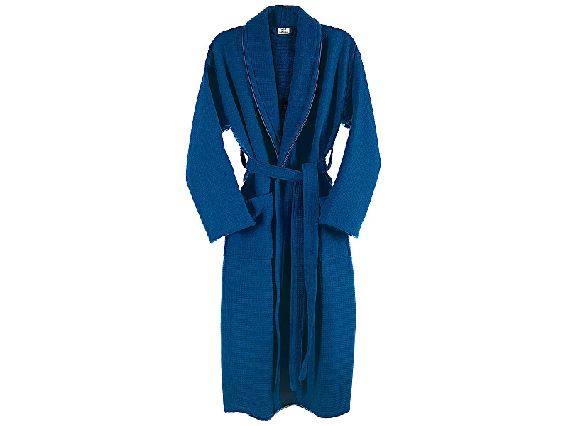 PEIGNOIR L/XL 360 gr/m2 100% coton Nid d'abeille Bleu marine