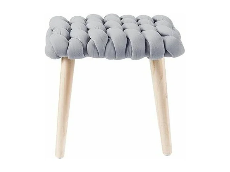 Pouf Tressé Design "Cordova" 36cm Gris