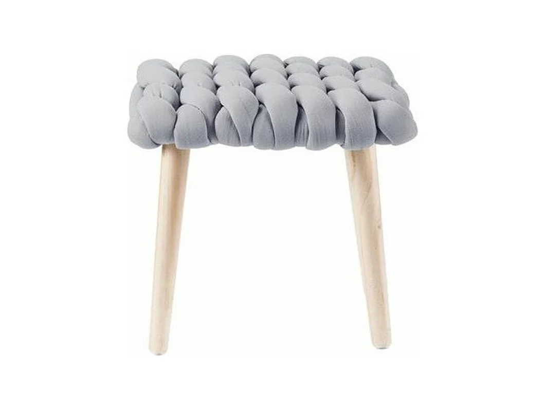 Pouf Tressé Design "Cordova" 36cm Gris