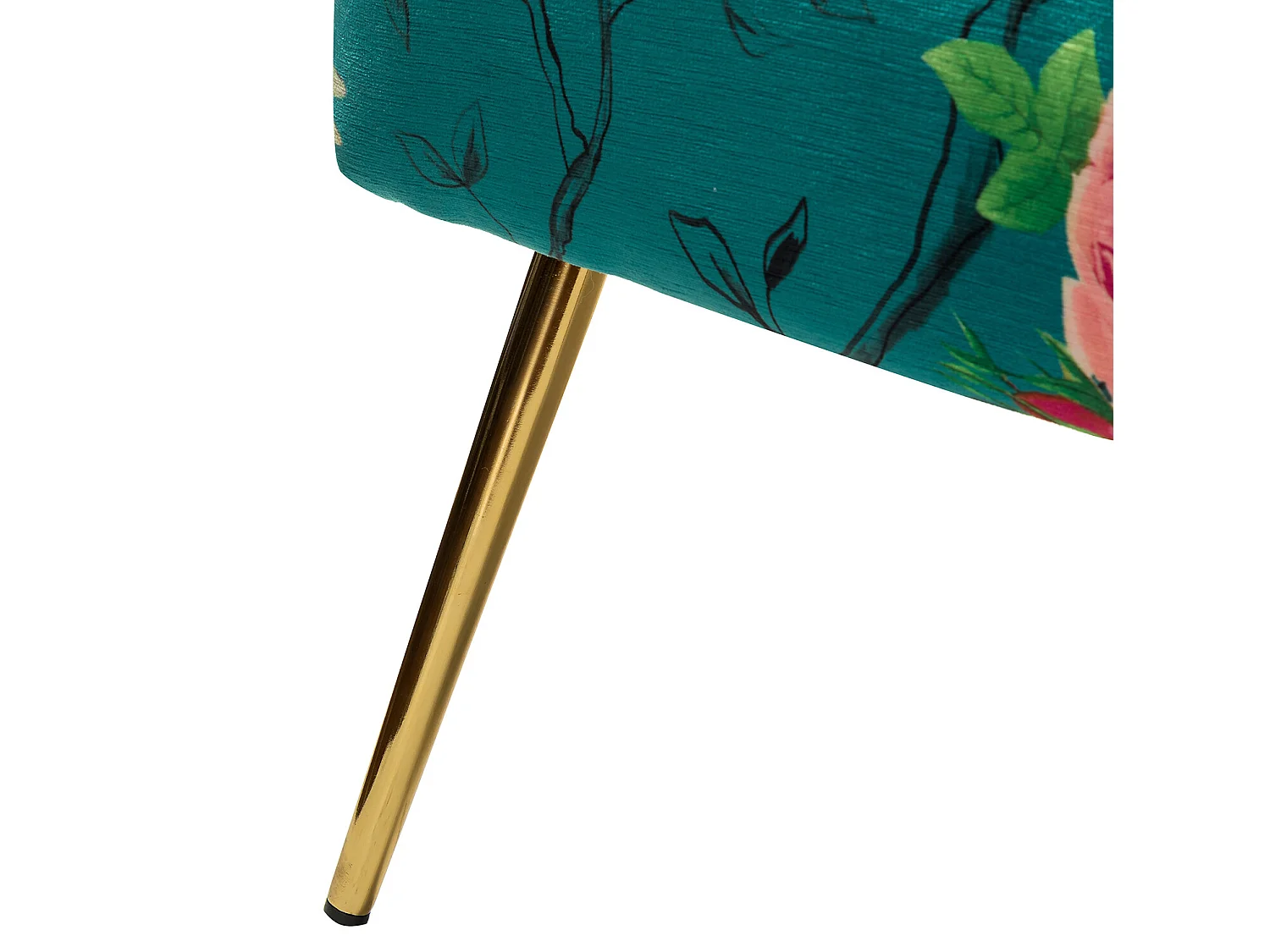 Chaise de Salon avec Pieds Dorés, Fauteuil Confortable en Tissu Floral sans Accoudoir-Imprimé Fleurs, Bleu，Lot de 2