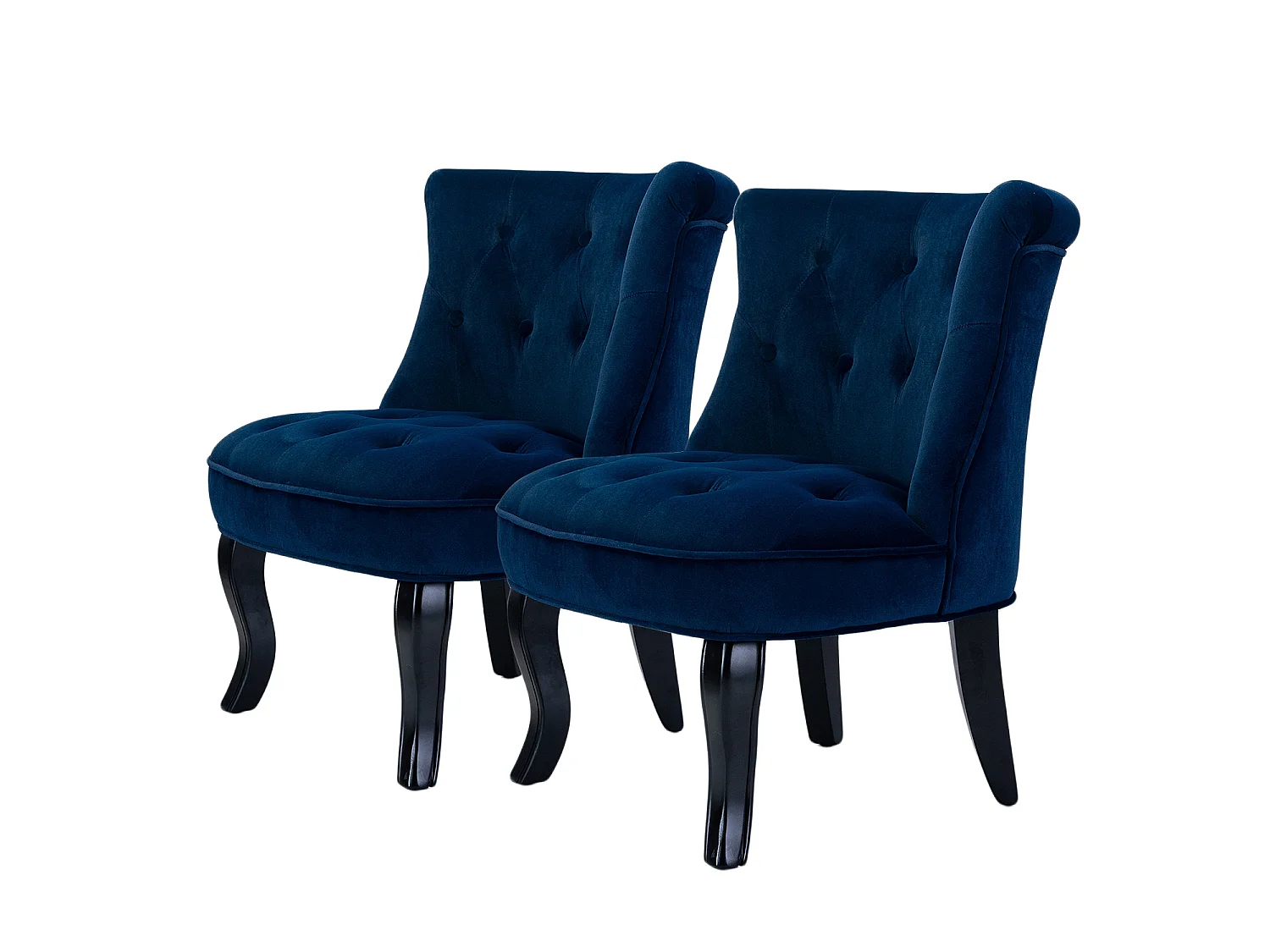 Petit Fauteuil Crapaud Rembourrée avec Pieds Noirs Pour Salle à Manger, Salon, Entrée & Chambre-Bleu，Lot de 2