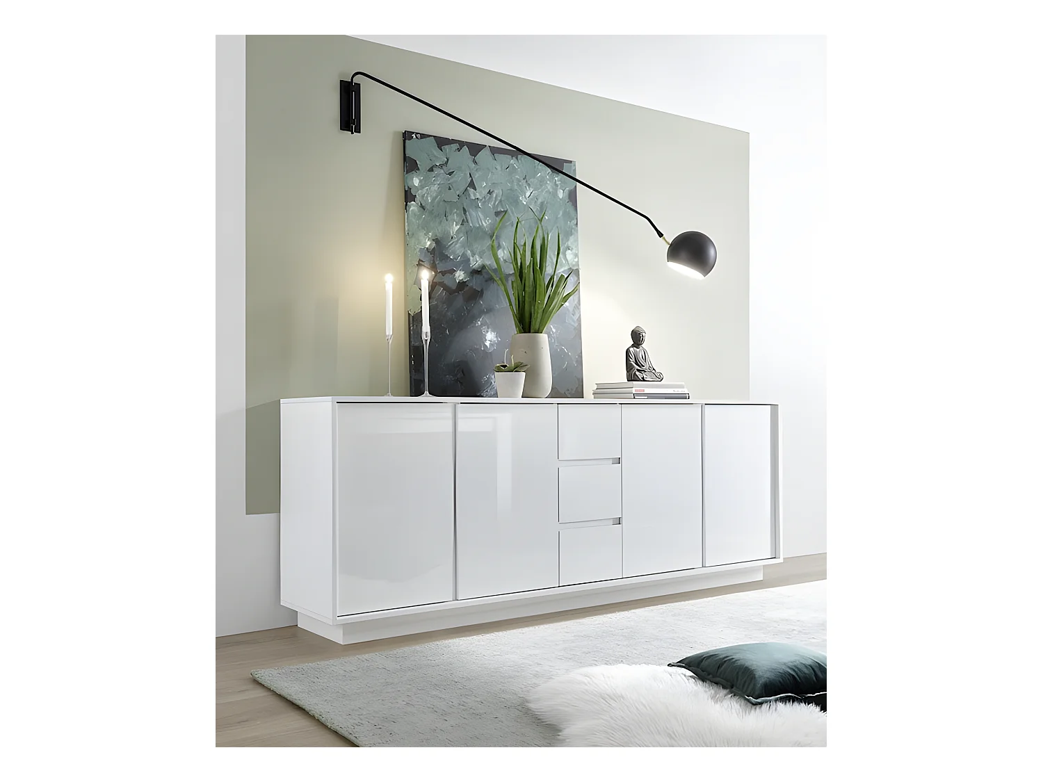 Buffet ICE blanc laqué 210 cm