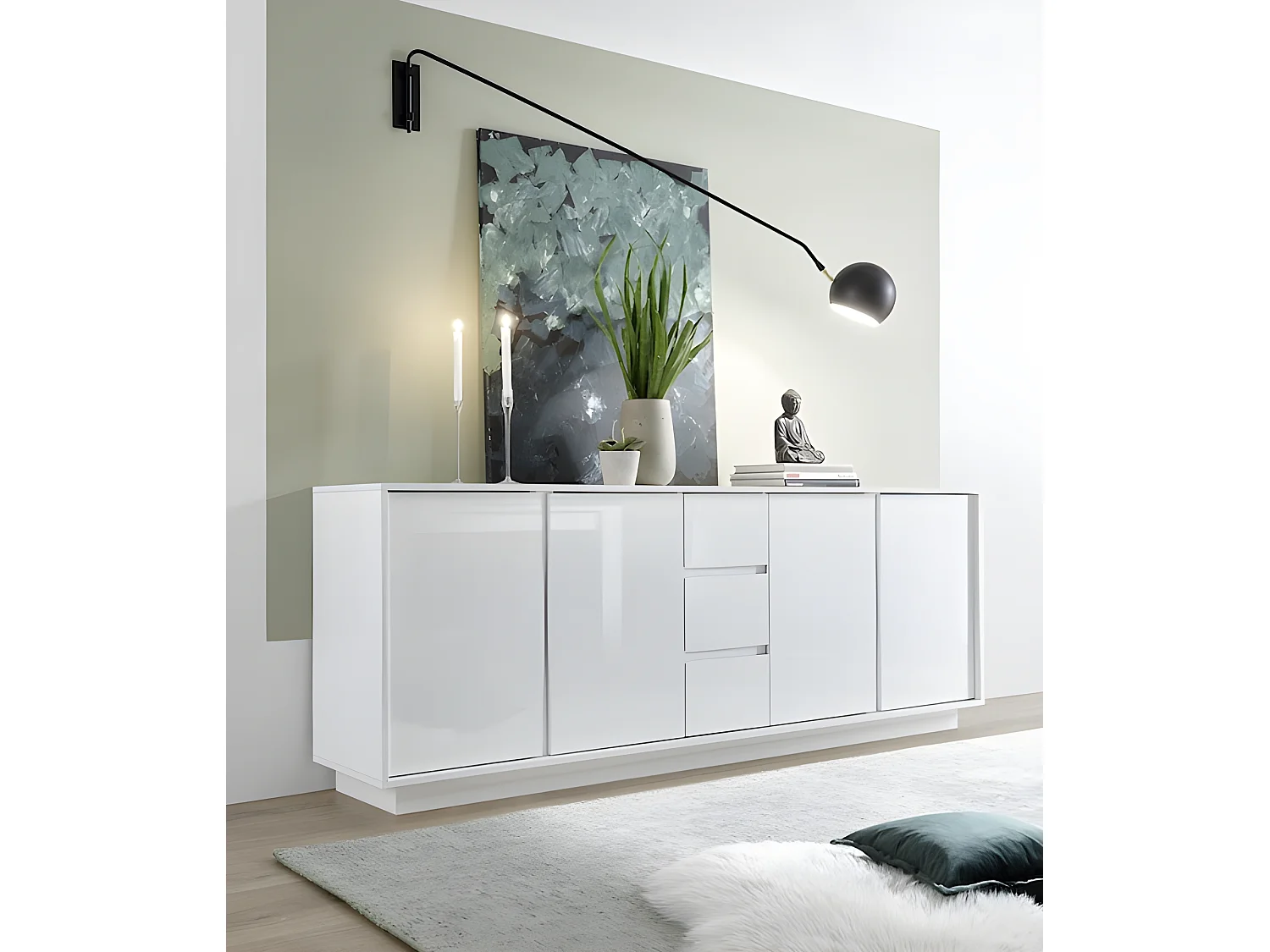 Buffet ICE blanc laqué 210 cm