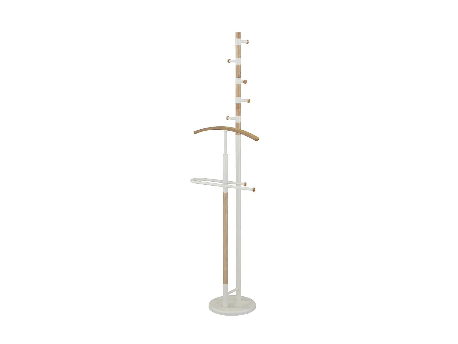 Porte-manteau-valet de nuit - H178cm x L47cm x P31cm - métal et bois blanc/chêne - Dos