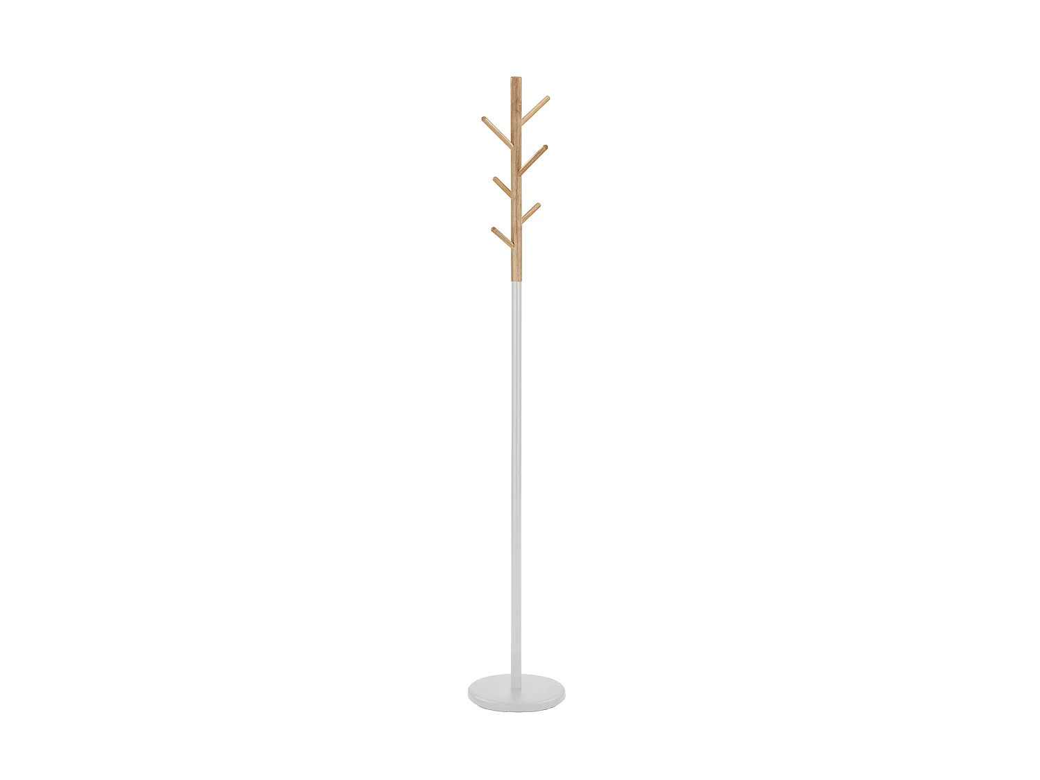 Porte-manteau - H178cm x L28cm x P28cm - métal et bois blanc/chêne -  Bosquet