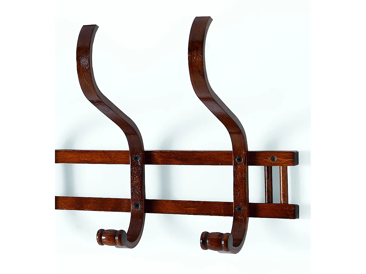 Porte-manteau mural - H31cm x L72cm x P20cm - bois coloris noyer - Vintage