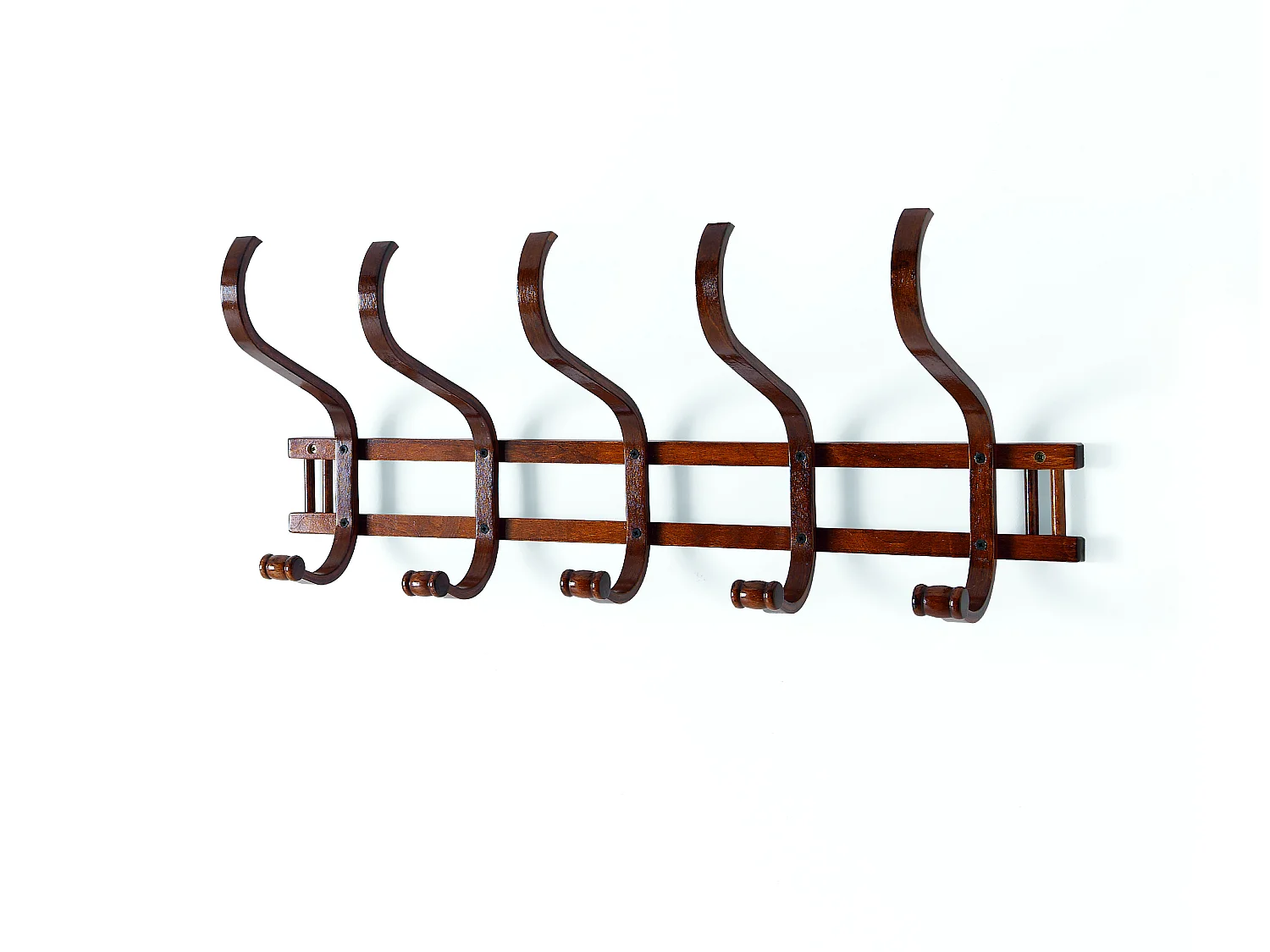 Porte-manteau mural - H31cm x L72cm x P20cm - bois coloris noyer - Vintage