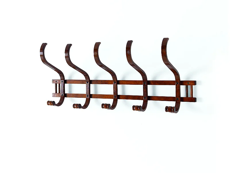 Porte-manteau mural - H31cm x L72cm x P20cm - bois coloris noyer - Vintage