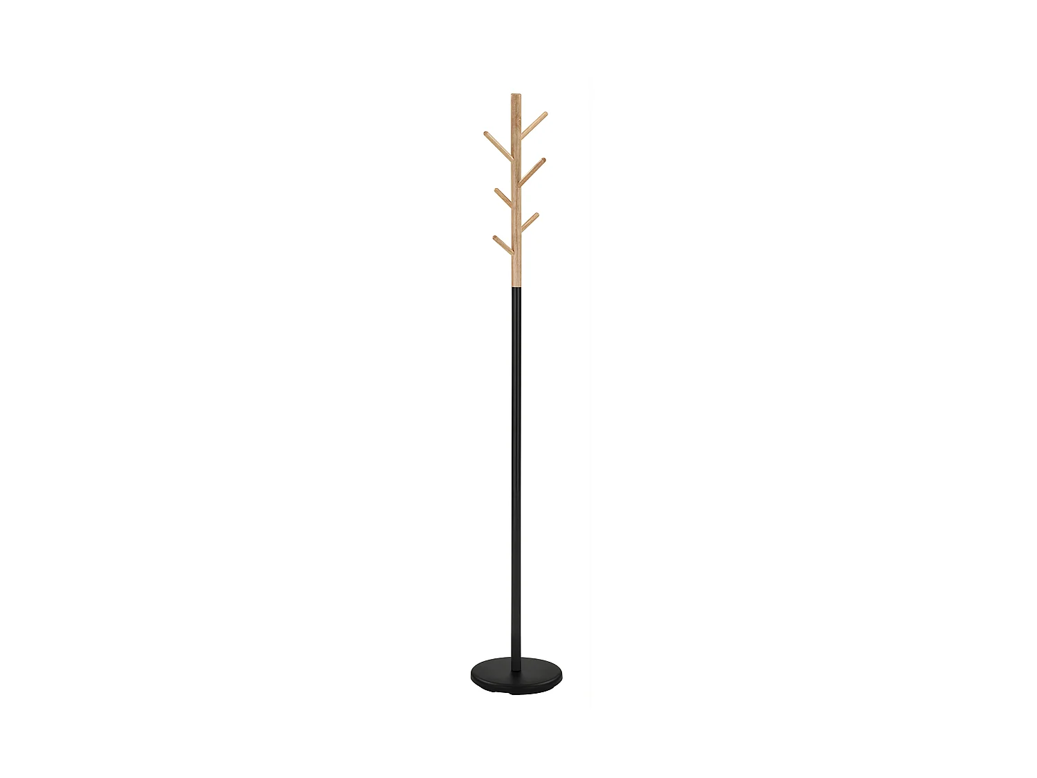 Porte-manteau - H178cm x L28cm x P28cm - métal et bois noir/chêne -  Bosquet