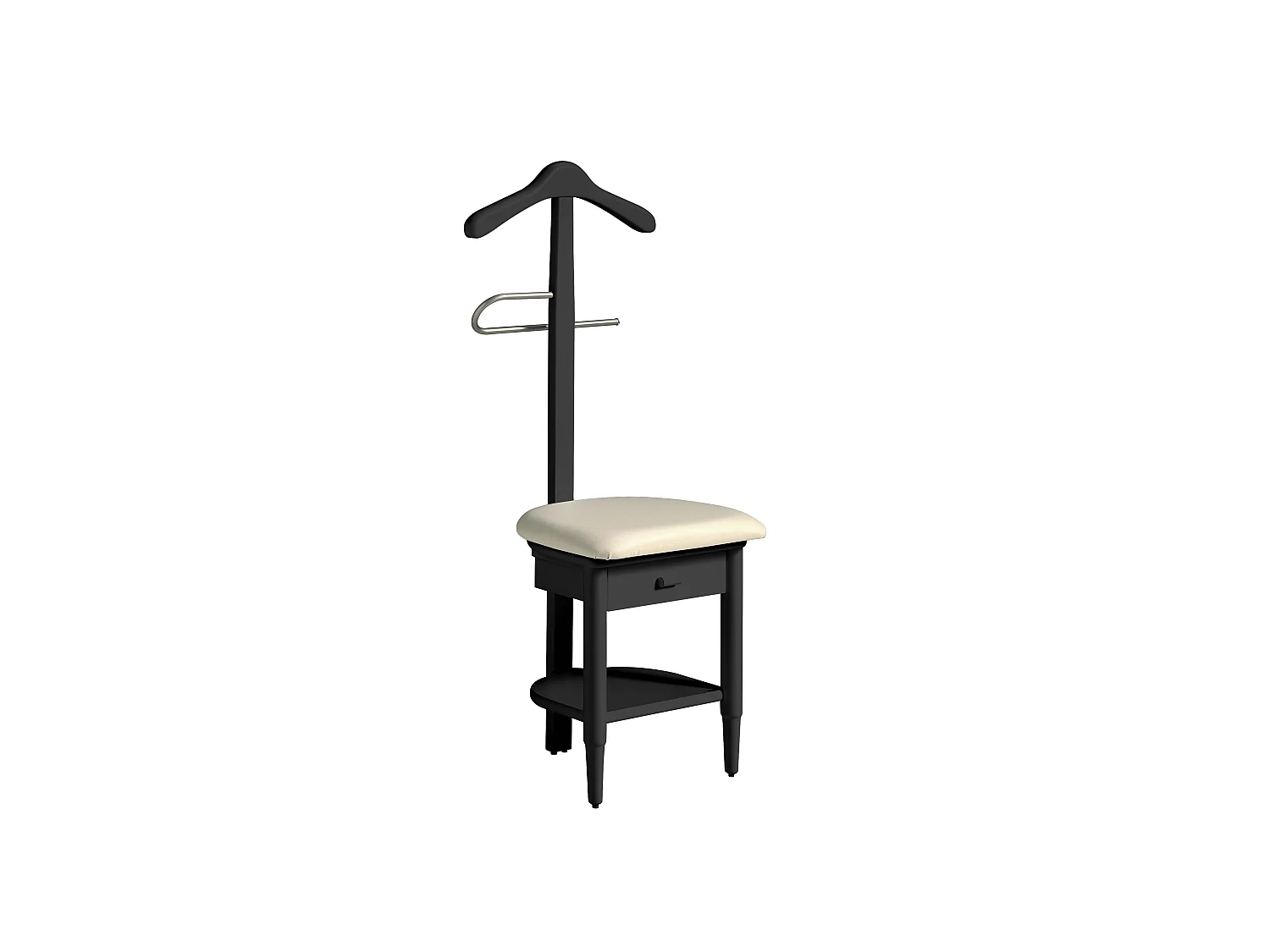 Valet de nuit - H115cm x L45cm x P41cm - hêtre massif noir - Stanza