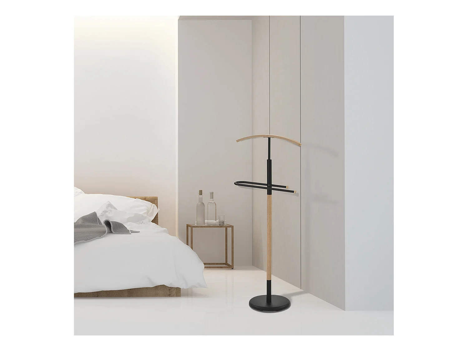 Galán de noche - A120cm x L47cm x F28cm - metal y madera negro/fresno - Wood