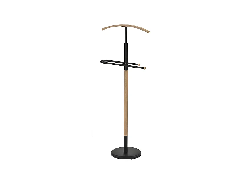Valet de chambre - H120cm x L47cm x P28cm - métal et bois noir/chêne - Wood