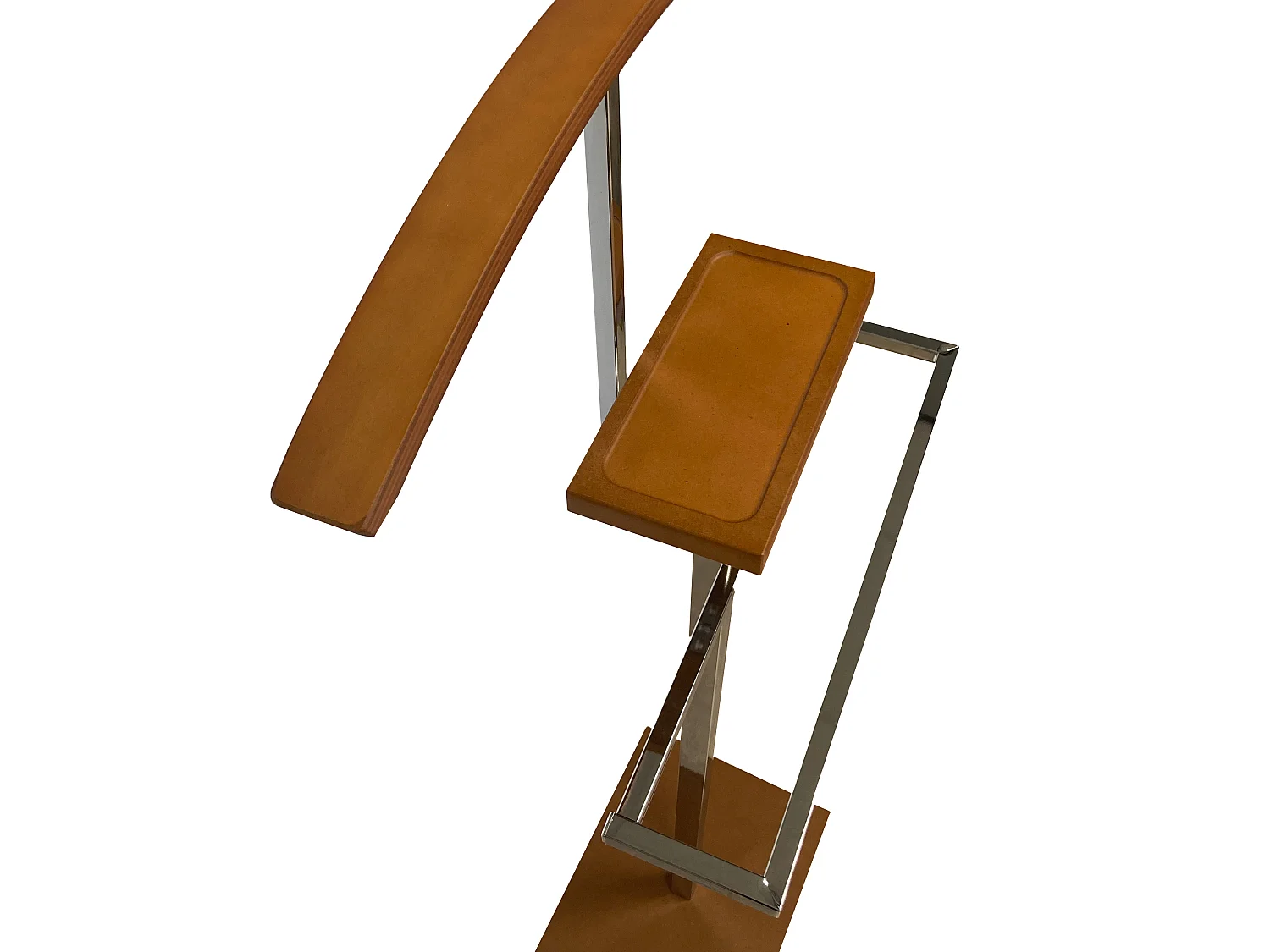 Valet de chambre - H110cm x L45cm x P20cm - métal chromé et bois coloris cerisier - Basic