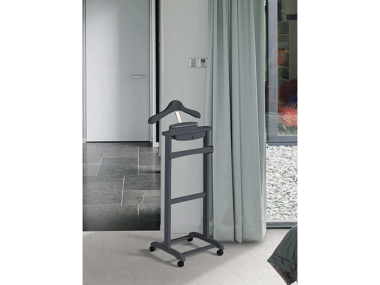 Cabide com rodas - A110cm x L47cm x F35cm - faia maciça grafite - Rennes