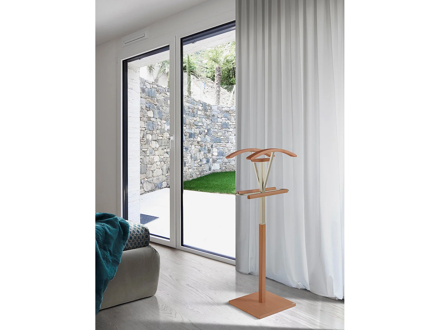 Valet de nuit - H110cm x L47cm x P34cm - hêtre massif cerisier - Couple